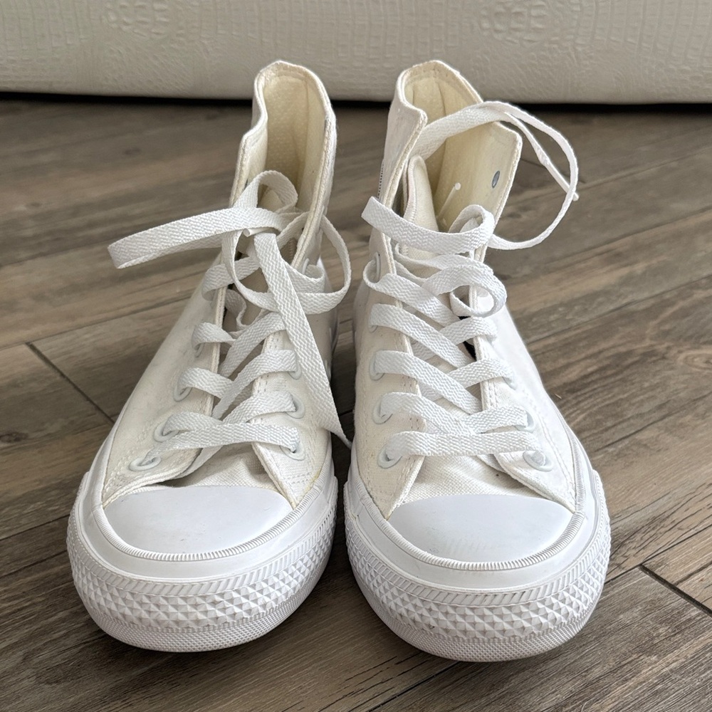 Converse White High-Top Sneakers, Size 7